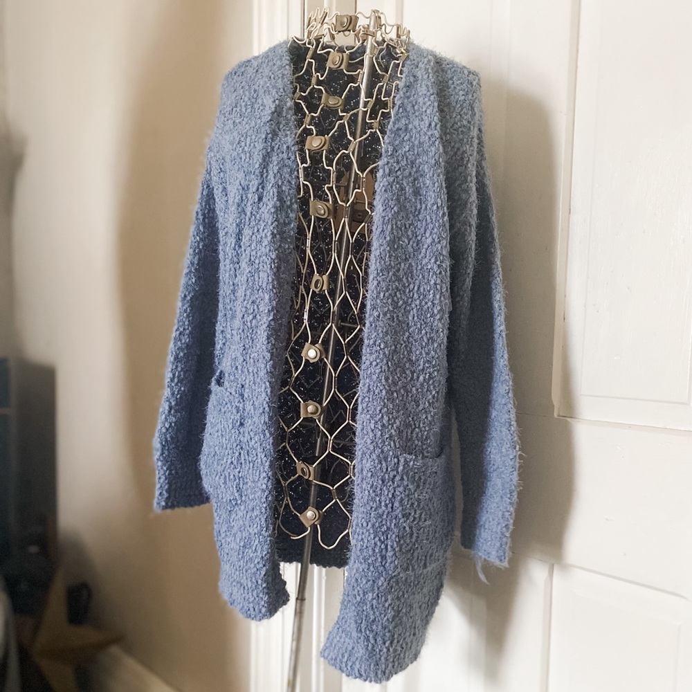 Blue Sherpa Cardigan-NWT